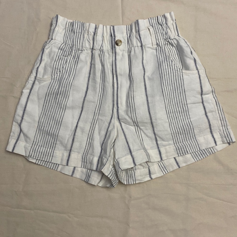 NEW Madewell Paperbag Shorts Striped blue